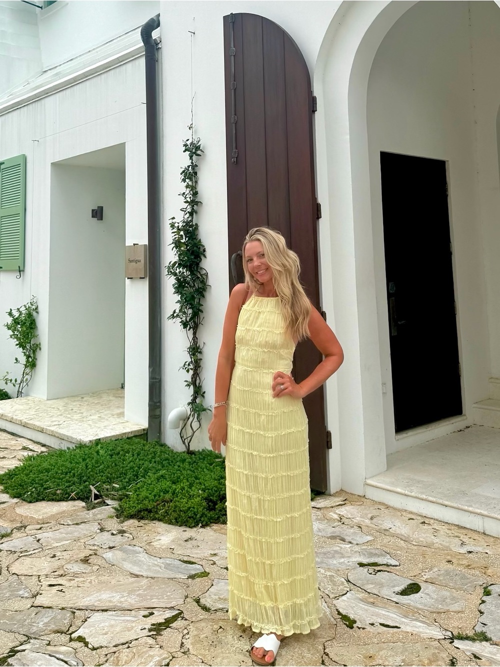 Peppermayo Butter Yellow Textured Maxi Dress - Picture 2 of 7